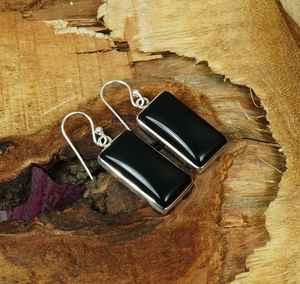 Black Onyx Sterling Silver Hook Earrings Handmade Gemstone Jewelry Elegant Dangle Earrings Women Gifts - Product Image 3