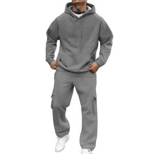 Ensembles de jogging à capuche pour hommes, sweats à fermeture éclair décontractés, survêtements de mode, ensemble de 2 pièces pour vêtements d'extérieur, tissu polaire, motif imprimé - Product Image 1