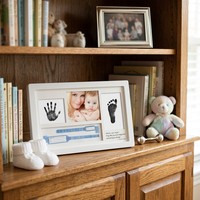 Cadre photo en bois pour empreintes de mains et de pieds de bébé, souvenir DIY, cadeau pour maman, décoration de la maison