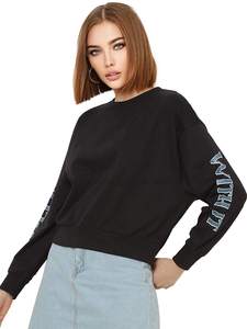 Sudadera de mujer personalizada de algodón de peso pesado, Sudadera de cuello simulado de gran tamaño, sudadera de manga larga para mujer - Product Image 6