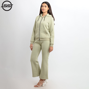 Conjuntos Deportivos de Invierno para Mujer, 100% Algodón de Alta Calidad, Pantalones Acampanados, Ropa de Entrenamiento con Logotipo de Diseñador Personalizado - Product Image 4