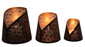 Juego de 3 Portavelas de Pilar Hechos a Mano de Hierro con Filigrana Negra y Dorada para Decoración del Hogar, Oficina, Sala de Estar, Navidad, Día de San Valentín - Product Image 5