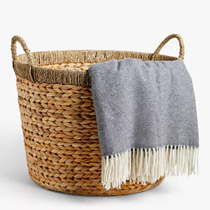 Cesta de Jacinto de Agua Tejida a Mano con Ribete en Contraste, Cesta de Almacenamiento Hecha a Mano, Ecológica, Fabricada por VgreenArt en Vietnam - Product Image 3