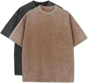 เสื้อยืดผู้ชายทรงปกติ ผ้าฝ้ายคุณภาพสูง 100% ดีไซน์ใหม่ล่าสุด ล้างสีแบบแอซิด ขอบดิบ ดีไซน์ทำเก่า แห้งเร็ว ระบายอากาศได้ดี ผ้าแคนวาส - Product Image 6