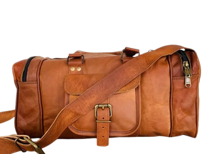 Bolsa de lona de cuero hecha a mano de lujo equipaje de viaje de cuero genuino elegante FIN DE SEMANA bolsa de gimnasio de noche llevar al por mayor - Product Image 3