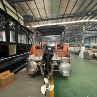 Bateau à ponton de luxe pour la pêche et les loisirs, avec moteur hors-bord en aluminium et fibre de verre soudé sur mesure, certifié CE, 25 pieds