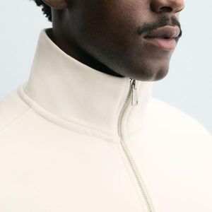 <b>Men</b> Cotton Polyester <b>Fleece</b> Sweatshirt Stand Collar OEM Service For Wholesale Bulk Orders Full Sleeves With Custom Logo Casual - Product Image 3