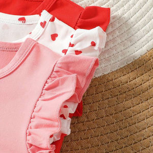 Camiseta Deportiva Informal de Verano para Niñas, de Punto, Lisa, de Manga Corta, Cuello Redondo, de Poliéster/Algodón, Cómoda, de Secado Rápido, Transpirable, con Estampado - Product Image 3