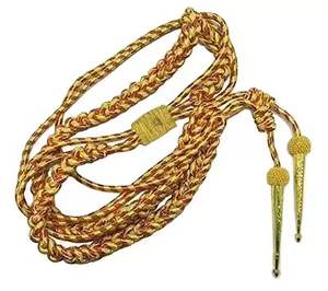 Cordón metálico trenzado de Mylar de oro personalizado de alta calidad OEM Aiguillettes puntas de metal tejidas a mano uniformes prendas textiles para el hogar - Product Image 4