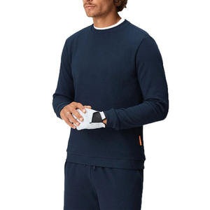 Sudadera de lujo personalizada para hombre, sudadera relajada de punto de tela transpirable y ligera con patrón sólido para hombre - Product Image 3