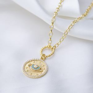 Médaillon Oeil Turc Pendentif Charme Collier En Gros Fabriqué À La Main 925 Bijoux En Argent Sterling - Product Image 5