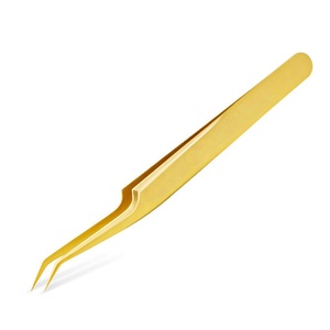 Vente en gros Pince à épiler professionnelle en acier inoxydable doré avec extension de cils Gray Rocks Quantité élevée avec pointe pointue - Product Image 6