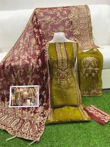 Última Colección de Shalwar Kameez de Chifón Pakistaní, Traje Elegante de Cuero Genuino Personalizado de Alta Calidad para Mujer, Ropa de Fiesta - Product Image 2