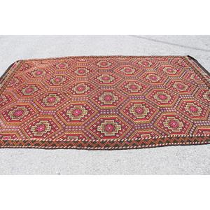 Alfombra Turca Vintage de 5.7x10.1 pies, Alfombra Grande, Alfombra de Lana Roja Kilim - Product Image 3