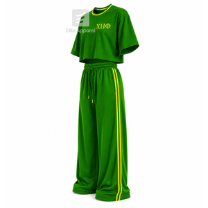 Conjunto Deportivo Transpirable Personalizado de la Hermandad Chi Eta Phi con Logotipo Sublimado en la Parte Delantera, Verde y Amarillo, Manga Corta para Mujer - Product Image 2
