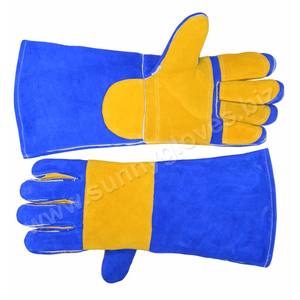 Guantes de Soldadura Sunny Gloves de Manga Larga, Resistentes al Calor, de Piel de Vacuno, con Protección Contra Salpicaduras de Metal Fundido y Protección para el Pulgar - Product Image 3