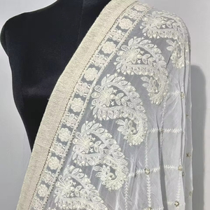 Chikankari dupatta viscosa Georgette bordado de fantasía dupattas - Product Image 1