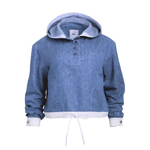 เสื้อฮู้ดผ้าฝ้ายสแปนเด็กซ์แอซิดแบบมีซิปเปิดไหล่มีน้ำหนักมากโลโก้ออกแบบได้ตามที่ต้องการทั่วโลก - Product Image 1