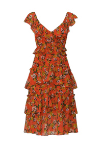 Robe à fleurs orange au design unique pour femmes avec des couleurs personnalisées, parfaite pour l'été et les sorties à la plage, disponible à la vente depuis l'Inde - Product Image 6