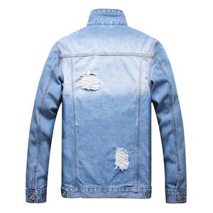 Chaqueta Vaquera Azul Claro Desgastada, Holgada y Personalizada de Alta Calidad para Hombre, Talla Grande, de Flyingkick Enterprises Wholesale - Product Image 2