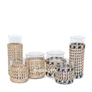 Venta caliente Tejido Seagrass Envuelto Cristalería Premium Trenzado Seagrass Holder Venta al por mayor Drinkware Cestas de almacenamiento-Caryln - Product Image 5