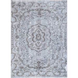 Tapis en laine noués à la main gris et noir vintage, nouveau tapis en laine fait main pour la maison, pour le salon, le couloir, rectangulaire, motif médaillon abstrait - Product Image 1