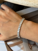 Bracelet tennis fantaisie en diamants de laboratoire, taille coussin, émeraude, marquise, coupes mélangées, en or blanc 18 carats, avec nœud et pavé, certifié IGI