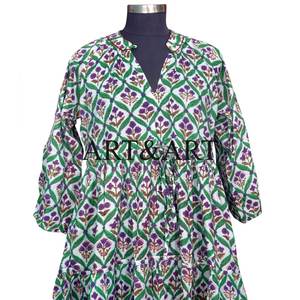 Vestidos Casuales al por Mayor para Mujer, Cuello en V, Manga 3/4, Cintura Natural, 100% Algodón Lavable para Salidas Informales - Product Image 2