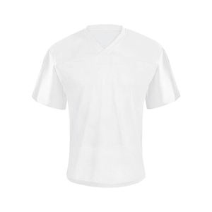 Camiseta de fútbol retro con estampado de cuello en V de secado rápido en blanco personalizada, camiseta cuadrada de gran tamaño para hombre, camiseta de fútbol de malla corta de baloncesto - Product Image 3