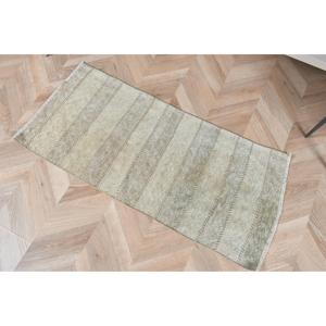 1.7x3.7 ft Rug, Small Turkish Rug, <b>Brown</b> Kilim Check Rug - Product Image 5