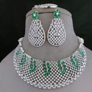 Stylish High Quality <b>Silver</b> Finish Zircon Look <b>Necklace</b> <b>Set</b> With Earrings Wedding And Party Wear Collection For Women - Product Image 1