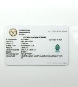 1,19 Cts corte de pera certificada piedra preciosa suelta 100% piedra preciosa Esmeralda zambiana natural lista para ajuste de joyería proveedor al por mayor - Product Image 4