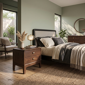 Modern Minimalist Oak Solid Wood Nightstand 2 Drawer Bedroom <b>Storage</b> <b>End</b> <b>Table</b> Home Decor - Product Image 6