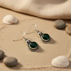 ต่างหูเงินแท้ 925 ประดับพลอยสีเขียว สำหรับผู้หญิง ของขวัญแฟชั่น - Product Image 1