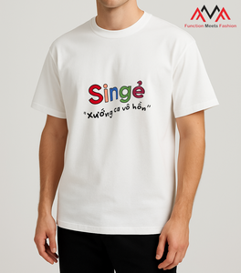 Imprimé (imprimé graphique) O-Neck (col rond) T-shirt blanc décontracté/streetwear/vêtements de plage du vietnamien - Product Image 6