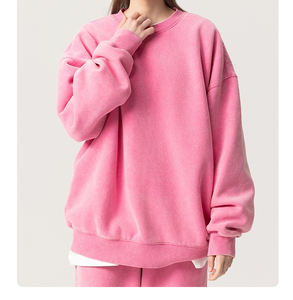 Sweatshirts à col rond surdimensionnés de couleur unie délavés à l'acide 100% sweats à capuche en coton sweatshirt à capuche vintage pour hommes lourds - Product Image 4