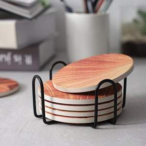 Premium Antiqued Wooden Coasters Handmade Rustic Design for Stylish <b>Table</b> <b>Protection</b> and Kitchen Decor Accents - Product Image 3