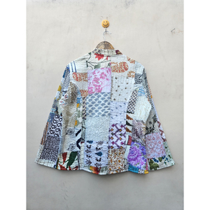 Chaqueta de invierno Vintage para mujer India hecha a mano estilo bohemio único cómodo duradero seda Patchwork transpirable impreso - Product Image 6