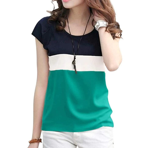 T-shirts pour femmes à col rond, confortables, décontractés, à manches courtes, 100% coton, imprimés personnalisés, couleur unie, longueur longue - Disponible - Product Image 1