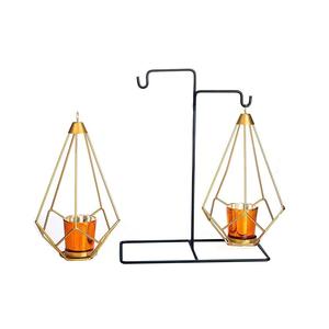 Decorative Brass Gold Plated Five Arm Glass Lotus <b>Flower</b> <b>Candle</b> Holder - Product Image 1