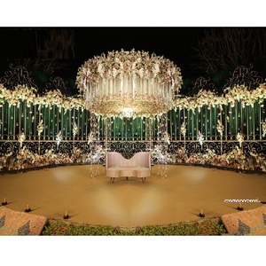 Grand extérieur de mariage fonction métal Mandap décor de mariage royal extérieur métal Mandap mariage asiatique métal Mandap avec ensemble floral - Product Image 1