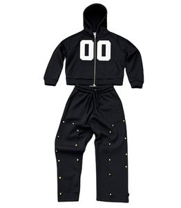 Ensembles de pantalons de survêtement évasés surdimensionnés et sweat à capuche de haute qualité - Product Image 1