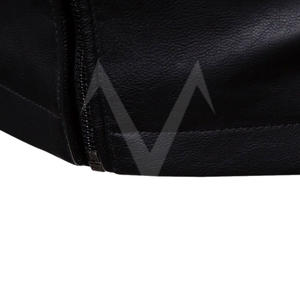 Chaqueta de cuero de invierno negra para hombre Chaqueta de cuero elegante de todos los tamaños con logotipo personalizado y etiqueta privada con cremallera - Product Image 4