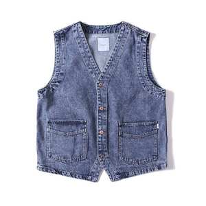 Breathable 2026 Autumn <b>Men</b> Retro Denim Cargo <b>Vest</b> Washed Cotton <b>Multi</b> Pocket Sleeveless V Neck Casual Fashion Outdoor Breathable - Product Image 1