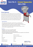 Séparateur de crème laitière 10L/h de capacité, 2.0KW de puissance, 220V, facile à utiliser, haute productivité, longue durée de vie