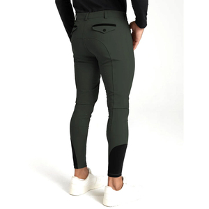 Pantalones de Montar para Hombre, Color Azul Marino, Corte Slim Fit, con Agarre Completo en el Asiento, Cierre de Botones, Cintura Media, Color Sólido, Ropa Ecuestre - Product Image 6