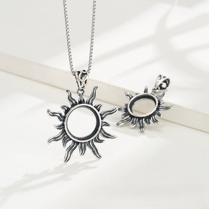 Pendentif soleil en argent sterling 925 massif de 8 mm avec sertissage vierge, plaqué or 14 carats, écologique, sans plomb ni nickel, pour l'encastrement de pierres précieuses - Product Image 2