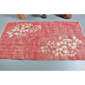 Tapis turc vintage rouge blanc Patchwork Design grande surface 3.6x6,9 pieds laine avec support en latex pour couloir chambre - Product Image 3