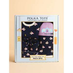 Polka Tots Pack de 6 Elefante Imprimir Mini Recién Nacido Regalo Cesto Set-Azul marino - Product Image 4