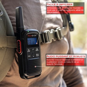 Kit de talkie-walkie pour personnel de supermarché, 4 unités avec micros intra-auriculaires et piles AA rechargeables, PMR446 16 canaux, VOX - Product Image 4